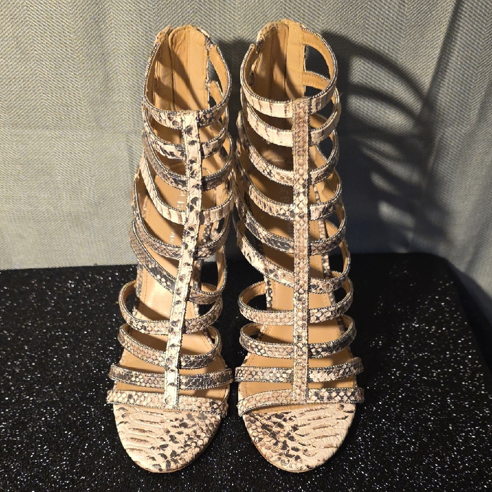 BCBGeneration Snakeskin Strappy Heels